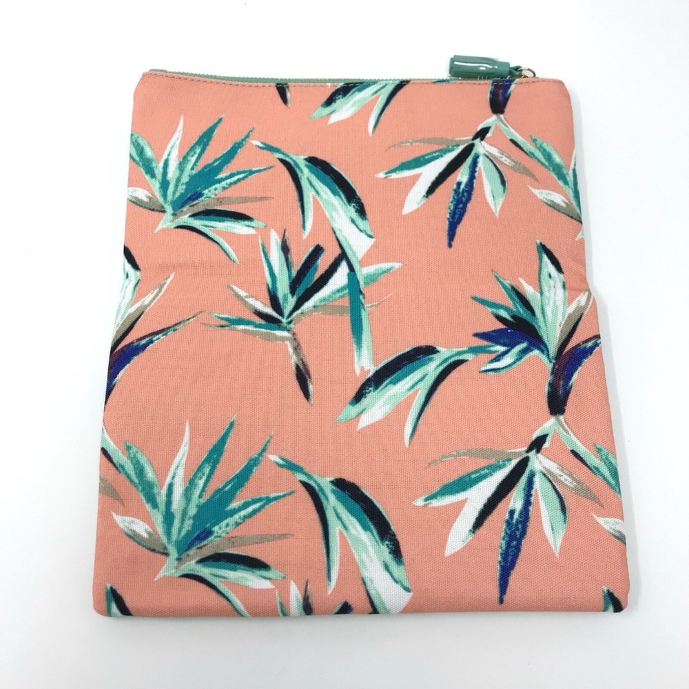 Rachel Pally Paradise Tropical Green Clutch Zippered Reversible Travel Bag NEW